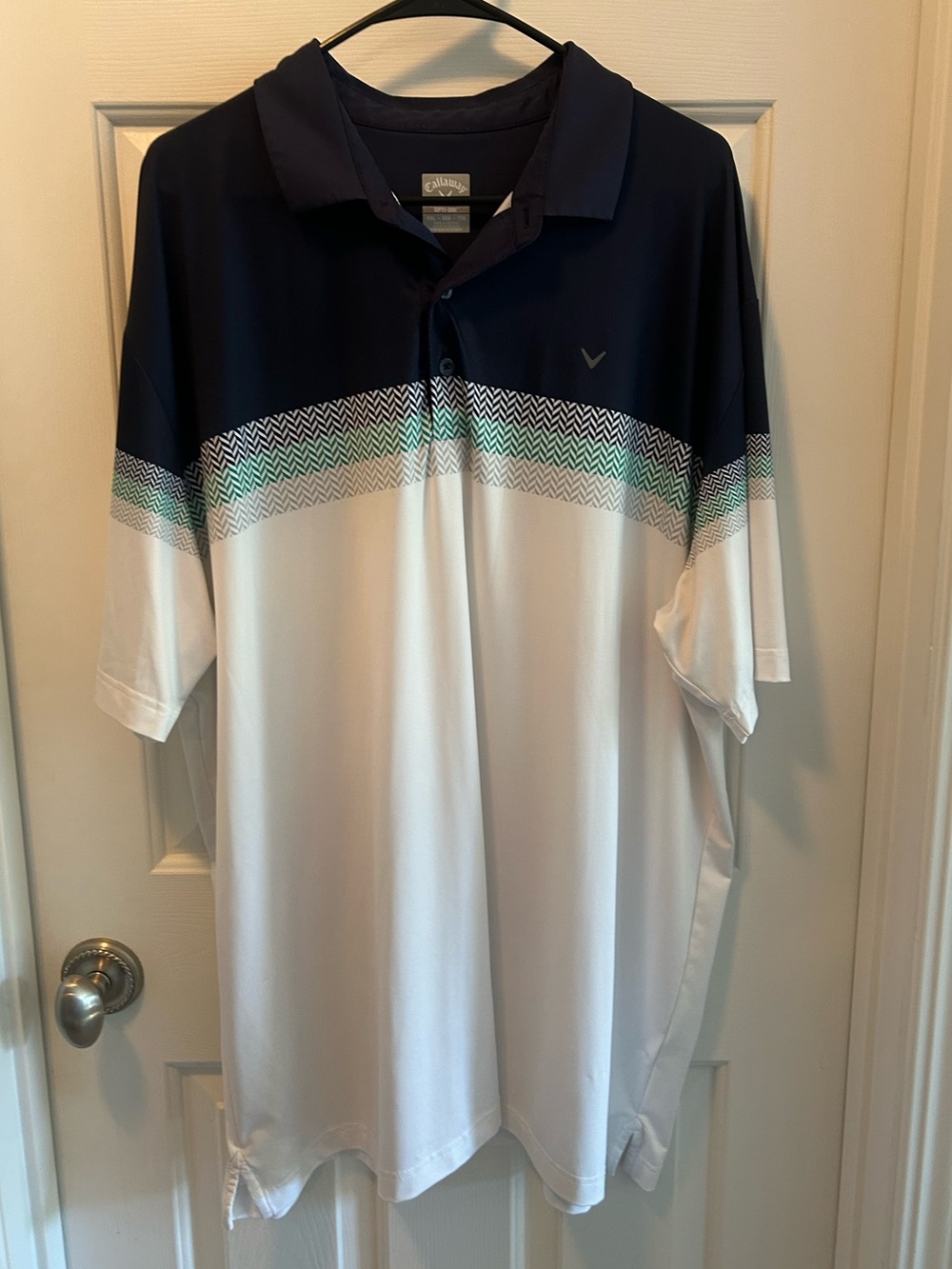 Callaway Navy, White and Teal Gradient Chest Polo
